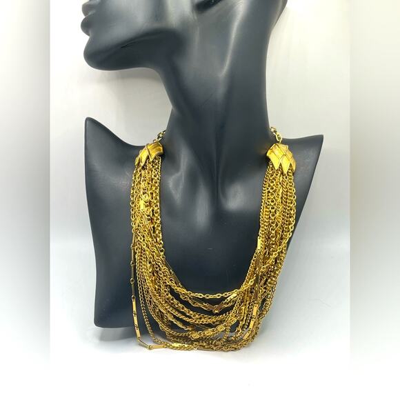 Vintage 1960s Trifari-inspired multistrand gold tone necklace - Picture 1 of 9